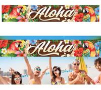 Hawai Summer Party Banner Décoration Célébration Aloha Jardin Tropical Fleurs Perroquet Exotique Décoration à suspendre, couleur : multicolore
