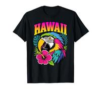 Hawaï Tropical Macaw Perroquet Hibiscus Retro Aloha Travel T-Shirt