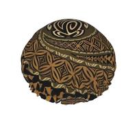 Hawaïen Tapa Honu Tortue Bonnet de douche entièrement imprimé pour homme et femme - Réutilisable, double couche, imperméable, durable, respirant