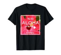 Hawaii Aloha No. 50 Carte Hibiscus Rouge et île hawaïenne T-Shirt