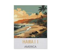 Hawaii America Vintage Travel Poster，Jigsaw Puzzles 1000 Pieces for Adults, Classic Puzzle Kids Puzzle Challenging and Difficult Puzzles for Adults and Teens（26x38CM）-CP73