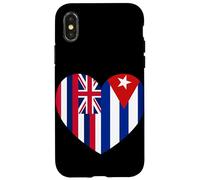 Hawaii and Cuba Flags: Heart Shaped Unity Coque pour iPhone X/XS