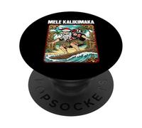 Hawaii Christmas Surf Santa Mele Kalikimaka Tiki Hawaii PopSockets PopGrip Adhésif