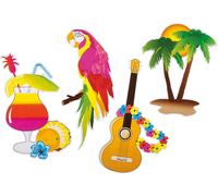 Hawaii Cut-Outs Party Deco 4 pièces multicolores 35x25cm