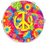 Hawaii Fest Tamburin Peace Zeichen Coloré Rythme Fleuri Motif Carnaval Accessoire Jouet 17 cm Créatif Fête d'été, Couleur : Multicolore