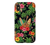 Hawaii Hibiscus Palm Planche de Surf Ukulélé Surfer Hawaïen Coque pour iPhone X/XS