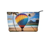 Hawaii Hot Air Balloon Printed Corduroy Cosmetic Bag - Femme Portable Zipper Toiletry Storage Bag Bag Black, One Size