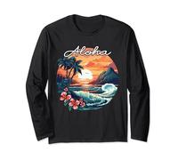 Hawaii Island Sunset Feel Aloha Fleur Esprit Aloha Hawaii Manche Longue