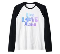 Hawaii Live Love Aloha Souvenir hawaïen Vintage Manche Raglan