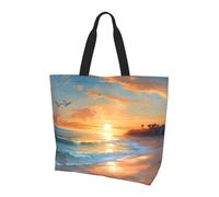 Hawaii Sea Beach Tote Bag Sac à main à bandoulière pour femme Coucher de soleil océan Sac à provisions résistant à l'eau Grand sac à main avec poche intérieure pour le travail, les voyages, l'école