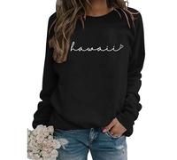 Hawaii Sweatshirt Womens Crew Neck Long Sleeve State Shirt Casual Loose Holiday Cute Graphic Pullover Tops
