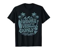 Hawaii Vibes Only Surf Shaka Ukulélé Motif Vagues de Palmier Art Tropical T-Shirt