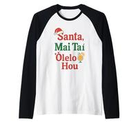 Hawaiian Christmas Humour Santa Mai Tai Fun Aloha Vibes de Manche Raglan
