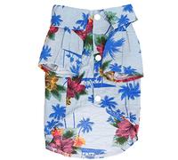 Hawaiian Dog Shirts for Small Medium Dogs | Cotton Breathable Pet Shirt with Buttons | Cute Puppy Cat Shirts for Beach/Holidays/Photos | Sun Defense Casual Apparel (L)