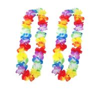 Hawaiian Fleurs Guirlande Colliers Hawaien Fleurs Hawaien Lei Luau Fleurs Coloré Colliers，Multicolore Tropical Décoration Plage Mariage Anniversaire Pique-Nique Fête à la Plage Anniversaire