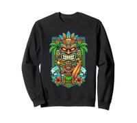 Hawaiian Grinning Tiki Art Artistic Tribal Beach Vibe Hawaï Sweatshirt
