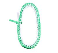 Hawaiian Kukui Nut Lei Necklace Graduation Leis Chunky Beaded Necklace with Ribbon Graduation Gifts for Her Him (Graduation Leis Green White)