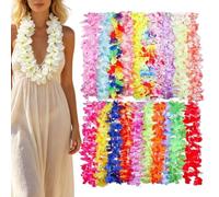 Hawaiian Lei - Ensemble De 50 Couronnes De Fleurs De Plage, Outil De Décoration De Fête Tropicale | Kit D'arrangement De Guirlande Florale Colorée, Collection D'accessoires De Célébration De Style Île