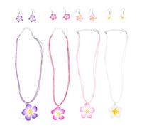 Hawaiian Luau Party Jewelry Plumeria Necklace Earring Set Stylish Clay Flower Earrings for Beach Birthday and Special Occasions