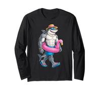 Hawaiian Shark Pink Flamingo Float Pool Summer Men Kids Manche Longue