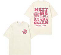 Hawaiian T Shirts for Women Oversized Aesthetic Graphic Tee Hibiscus Beach Summer Short Sleeve Preppy Teens Tops