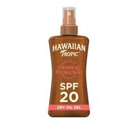 Hawaiian Tropic | Glowing Protection Huile Sèche Écran Solaire Protection SPF 20 UVA + UVB, 200 ml, Parfum Tropical, avec de l'Huile de Noix de Coco, Résistant à l'eau, Végan