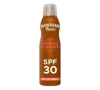 Hawaiian Tropic Glowing Protection Huile Solaire Sèche - SPF 30-180ml | Huile solaire avec protection moyenne anti-UVA & UVB, résiste à l'eau, parfum tropical et formule végane