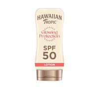 Hawaiian Tropic | Glowing Protection Lotion Écran Solaire Protection SPF 50 UVA + UVB, 180 ml, Parfum Tropical, avec du Beurre de Karité, Résistant à l'eau, Végan