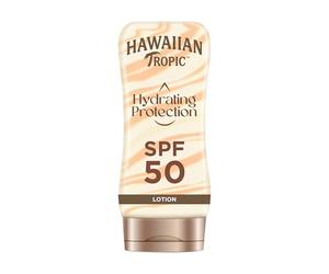 Hawaiian Tropic Hydrating Protection Crème Solaire Lotion - SPF 50-180ml | Protection solaire élevée anti-UVA & UVB, résiste à l'eau, hydratation 12h, léger, au cacao & beurre de karité formule végane