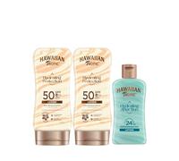 Hawaiian Tropic Hydrating Protection SPF 50 - Lotion solaire protectrice avec bandes de soie hydratantes, crème, 180 ml (2 pièces) + After Sun Hydrating Protection Format voyage 60 ml