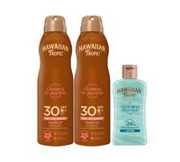 Hawaiian Tropic Lot de 2 Brumes d'huile Glowing Protection SPF 30-177 ml + Lotion After Sun Hydrating Protection Format Voyage 60 ml