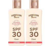 Hawaiian Tropic Lotion protectrice Glowing Protection, Écran solaire résistant à l’eau, Protection SPF 30 UVA + UVB Crème solaire, Lotion solaire au beurre de karité, Format voyage, 75 ml (Lot de 2)