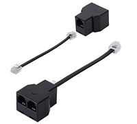 HAWAKA 2 - Set téléphone RJ11 6p4c Adaptateur bidirectionnel, RJ11 mâle Femelle convertisseur avec câble de 5 Pouces, Adaptateur Mural téléphone Jack Splitter