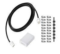 HAWAKA BT Rallonge de téléphone 7,6 m, câble téléphonique à passage direct, long câble de téléphone avec prise britannique standard et coupleurs de 1 en ligne et 20 supports de clip de câble (BT-BK