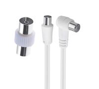 HAWAKA TV Aerial Cable 1.5/3/5Mètres - Pure Copper TV Coaxial Satellite Cable with Plug Adapter, Antenne AV Lead Male to Male with Connector Coax Extension Gold Extension Female Digital