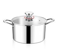 HaWare Casserole à induction en acier inoxydable à 3 couches de 26 cm - 6,7 l - Avec couvercle en verre - Pour tous les types de plaques de cuisson - Saine et non revêtue - Passe au lave-vaisselle