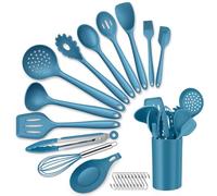 HaWare Ensemble d'ustensiles de cuisine 13 pièces en silicone avec support, spatule, cuillère, antiadhésifs, résistants à la chaleur, passent au lave-vaisselle, bleu