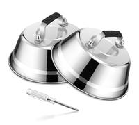 HaWare Lot de 2 cloches à hamburger en acier inoxydable avec poignée en caoutchouc - Pour barbecue, steak, fromage, teppanyaki, extérieur et intérieur - Passe au lave-vaisselle - 23 x 8,5 cm