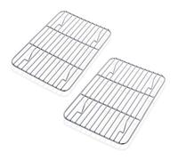 HaWare Lot de 2 grilles de refroidissement, 100 % acier inoxydable, épaisses, grillades de refroidissement, rectangulaires pour cuisson, rôtir, grillades de refroidissement - 21,5 x 16 x 2 cm, saines
