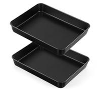 HaWare Lot de 2 plaques de cuisson antiadhésives en acier inoxydable - Petit plat à gratin profond - Moule à gâteau rectangulaire pour brownies lasagnes - 26,5 x 20,6 x 5 cm - Inoxydable et robuste -