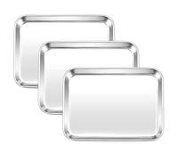 HaWare Lot de 3 mini plaques de cuisson en acier inoxydable pour cuisine/pâtisserie/service - 23,7 x 17,7 x 2,5 cm, saines et non toxiques, finition miroir et passent au lave-vaisselle