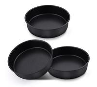 HaWare Lot de 3 moules à gâteau ronds antiadhésifs en acier inoxydable de 15,2 cm, petits moules à gâteau d'anniversaire ou de mariage, sains et non toxiques, résistants à la rouille (16 cm, noir)