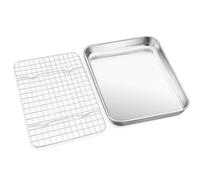 HaWare Plaque de cuisson en acier inoxydable de qualité supérieure avec grille de refroidissement intégrée (23,7 x 17,8 x 2,5 cm)