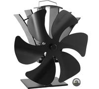 HAWCAFU Ventilateur de poêle à 6 pales sans électricité - Ventilateur de cheminée alimenté par la chaleur avec thermomètre - Fonctionnement silencieux - Compatible avec poêle à bois, cheminée et poêle