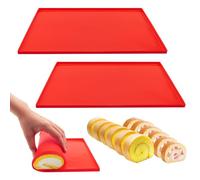 Hawdows 2 Pièces Tapis de Cuisson Silicone Tapis à Gâteau Roulé Suisse Plaque a Génoise Plaque de Gâteau Antiadhésif pour Biscuits Pizza Pain Mousse(30.5 * 25.8 * 1cm) (Rouge)