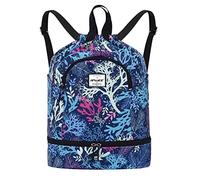 HAWEE Étanche Sac à Dos à Cordon Grand Sacs de Sport à Cordon de Serrage Sac à Dos Unisexe pour Femme Hommes Voyage Vie Quotidienne Plein Air Yoga Natation Plage, L, Feuillage Tricolore