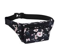 HAWEE Sac Banane Sport de Taille Voyage Ceinture Course Unisexe Léger Multicolore avec Réglable et Prise Casque pour Homme Femme Randonnée Jogging Vélo Blanc Cassé Fleur