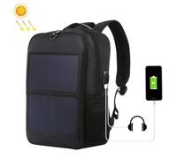 HAWEEL Sac à dos pour ordinateur portable avec panneau solaire 14W avec poignée et port de charge USB 5V / 2.1A Max Noir Noir