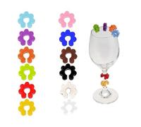 Hawfund Lot de 12 marqueurs de verre en silicone - Marqueurs individuels pour verres à champagne et cocktails - Marquage hygiénique pour les fêtes, mariages et événements