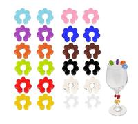 Hawfund Lot de 24 marqueurs de verre en silicone - Marqueurs individuels pour verres à champagne et cocktails - Marquage hygiénique pour les fêtes, mariages et événements